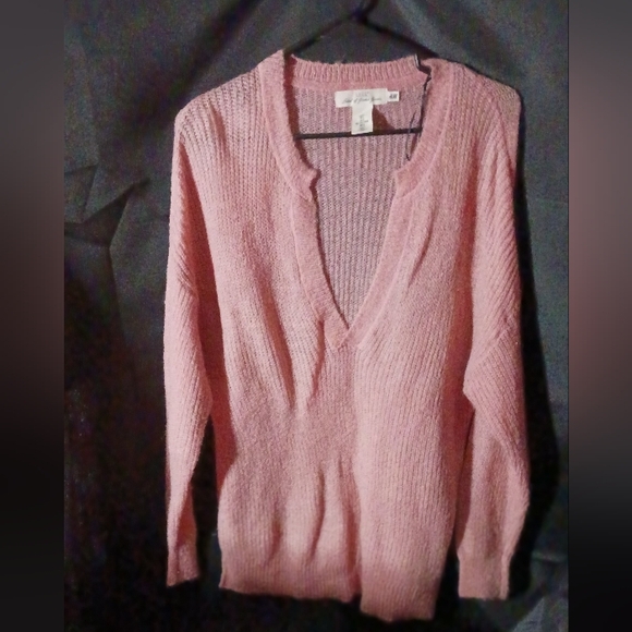 H&M L.O.G.G pink v-neck sweater sz lg - Picture 1 of 3